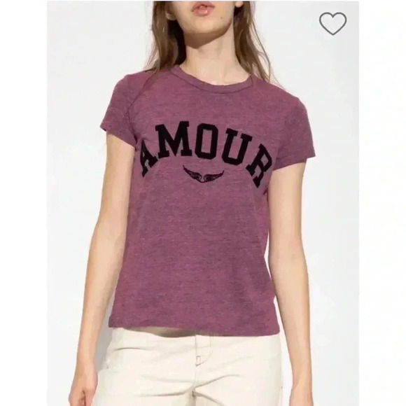 NWT Zadig & Voltaire ‘WALK’ Amour PRINTED T-SHIRT Framboise Pink M - Picture 3 of 7